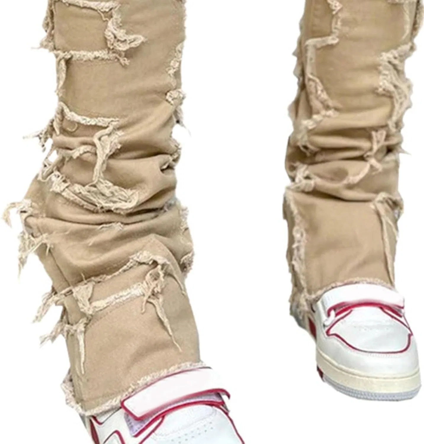 Джинсы скинни, рваные, Хаки — фото 4