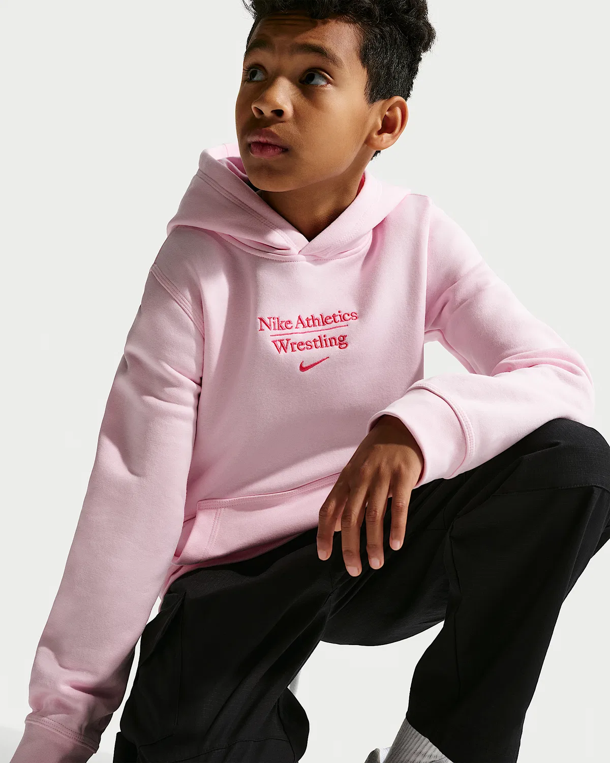 Детский борцовский худи-пуловер Nike, Pink Foam/Pink — фото 3