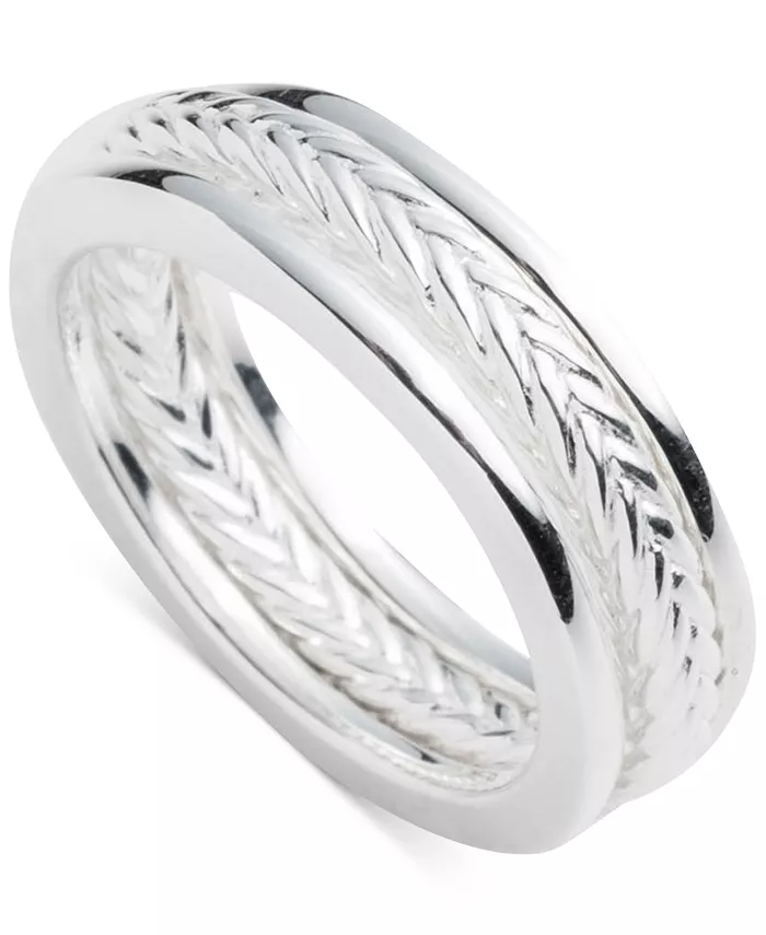 

Комплект из 3 полированных колец с узором «ёлочка» из стерлингового серебра Lauren Ralph Lauren