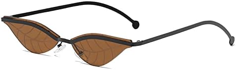 

Винтажные женские солнцезащитные очки коричнево-розового цвета без оправы в стиле стимпанк с изображением листьев, ретро-панк солнцезащитные очки в женской оправе MTZJH, Brown