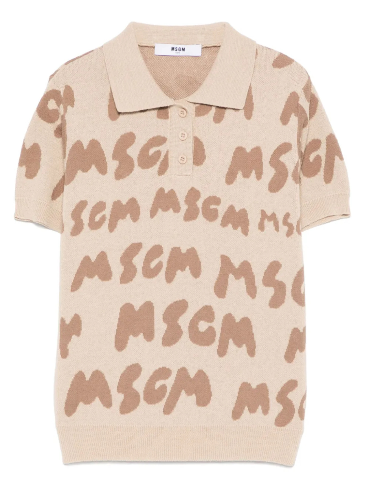 

Рубашка поло с жаккардовым логотипом MSGM Kids, нейтральный