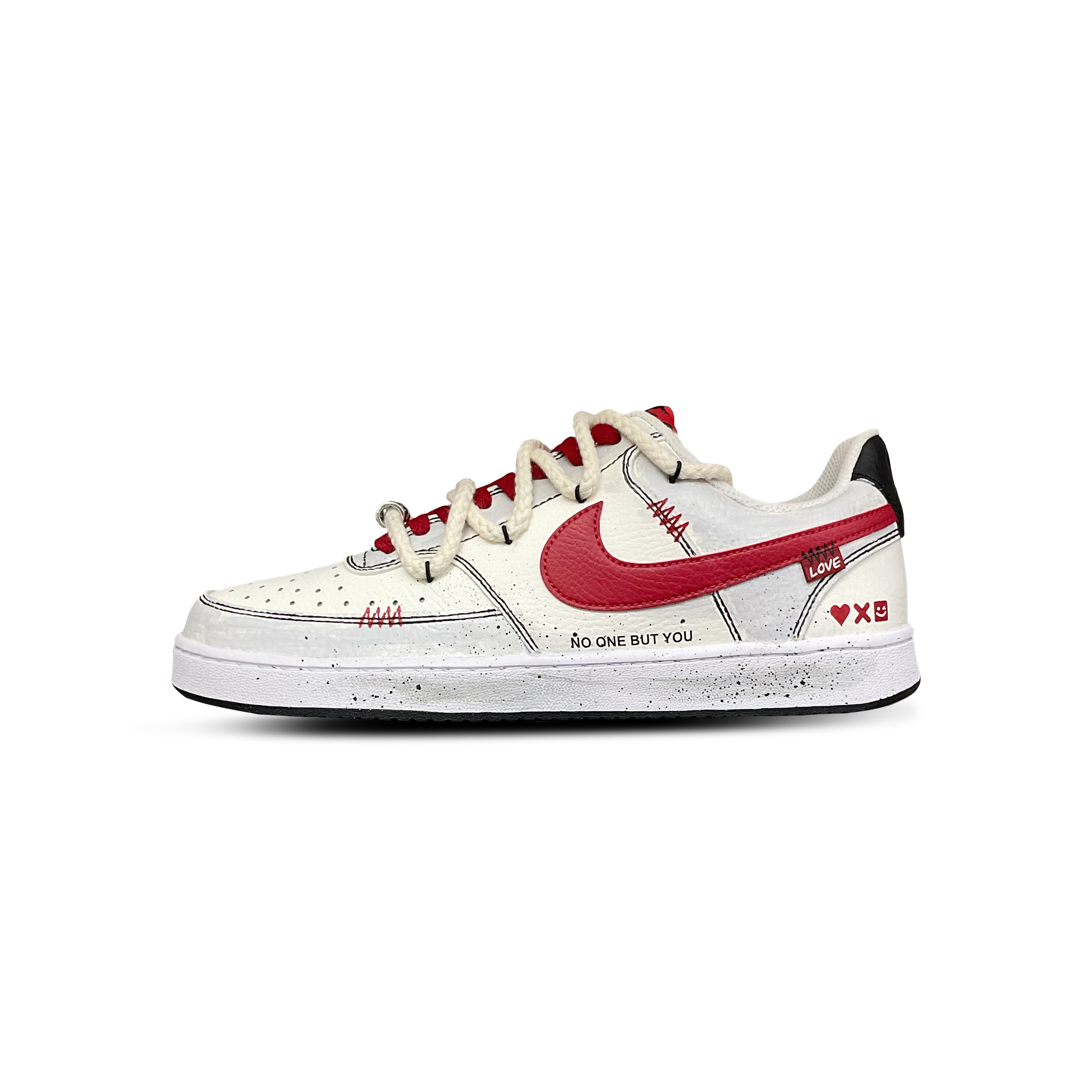 

Nike Кроссовки для скейтборда Court Vision 1 Tower Rabbit с амортизацией, износостойкие, низкие, мужские, красные, белые