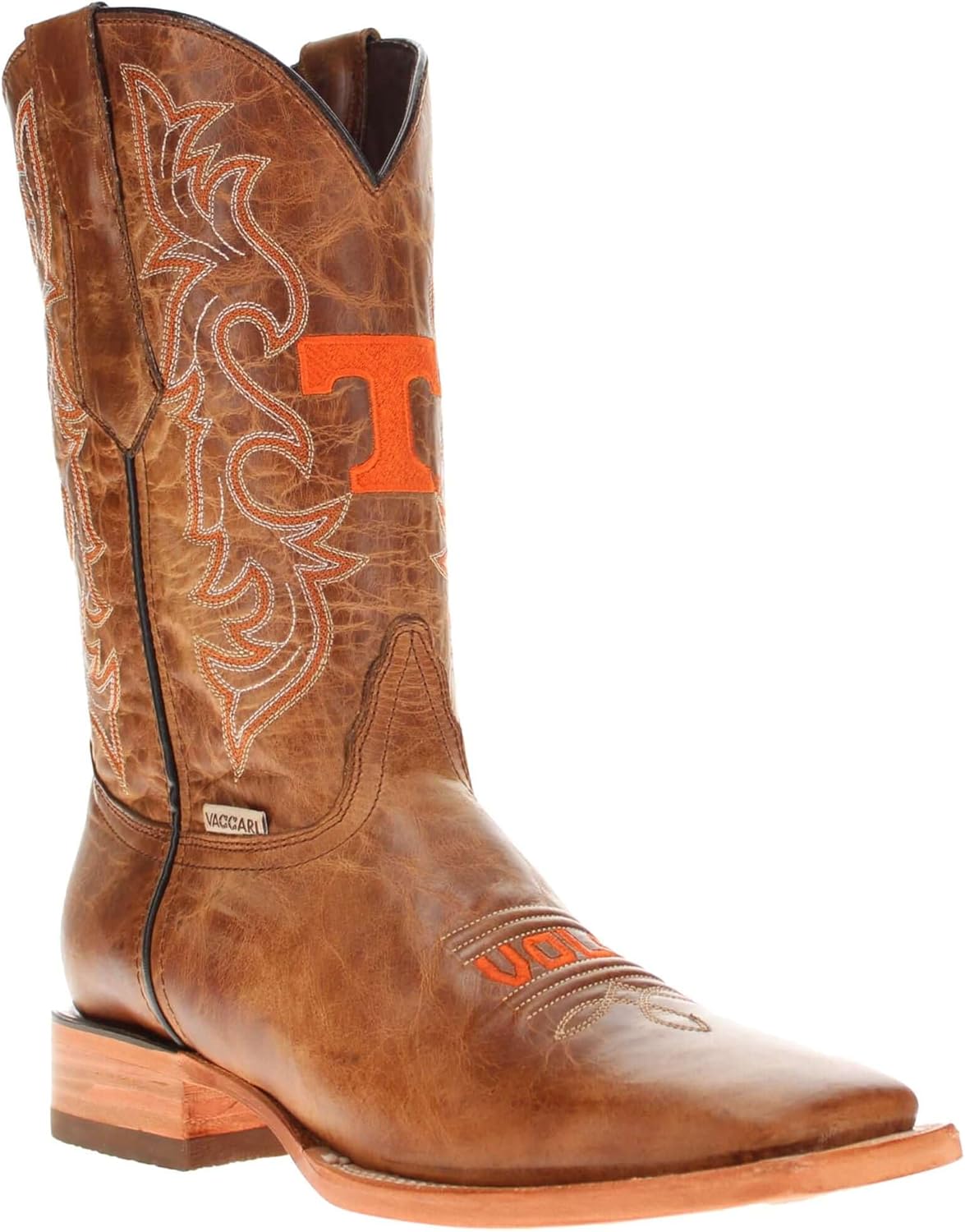 

Мужские ковбойские сапоги Vaccari Luke из натуральной кожи с вышивкой NCAA, широким квадратным носком, 8.5 Tennessee Volunteers
