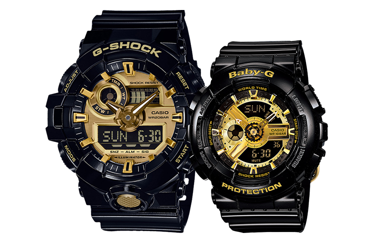 

Унисекс парные настольные часы серии Gold Watch CASIO