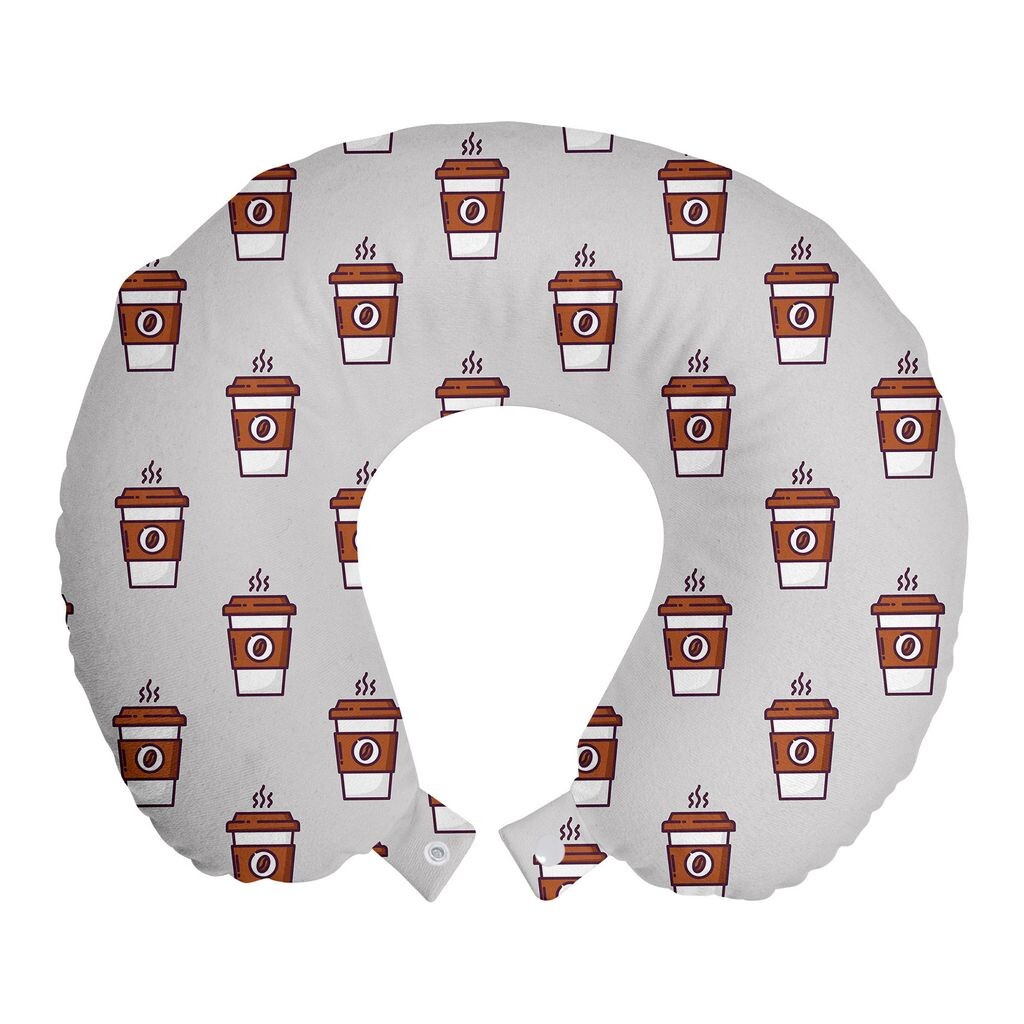 

ABAKUHAUS Дорожная подушка Espresso Grey, поддержка шеи, узор кофейной чашки, пенопластовые дорожные принадлежности для самолета и автомобиля, 30x30 см, Бледно-серая корица