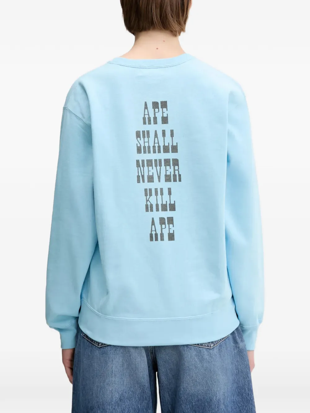 Свитшот с объемным принтом и круглым вырезом Baby Milo A Bathing Ape, синий — фото 4