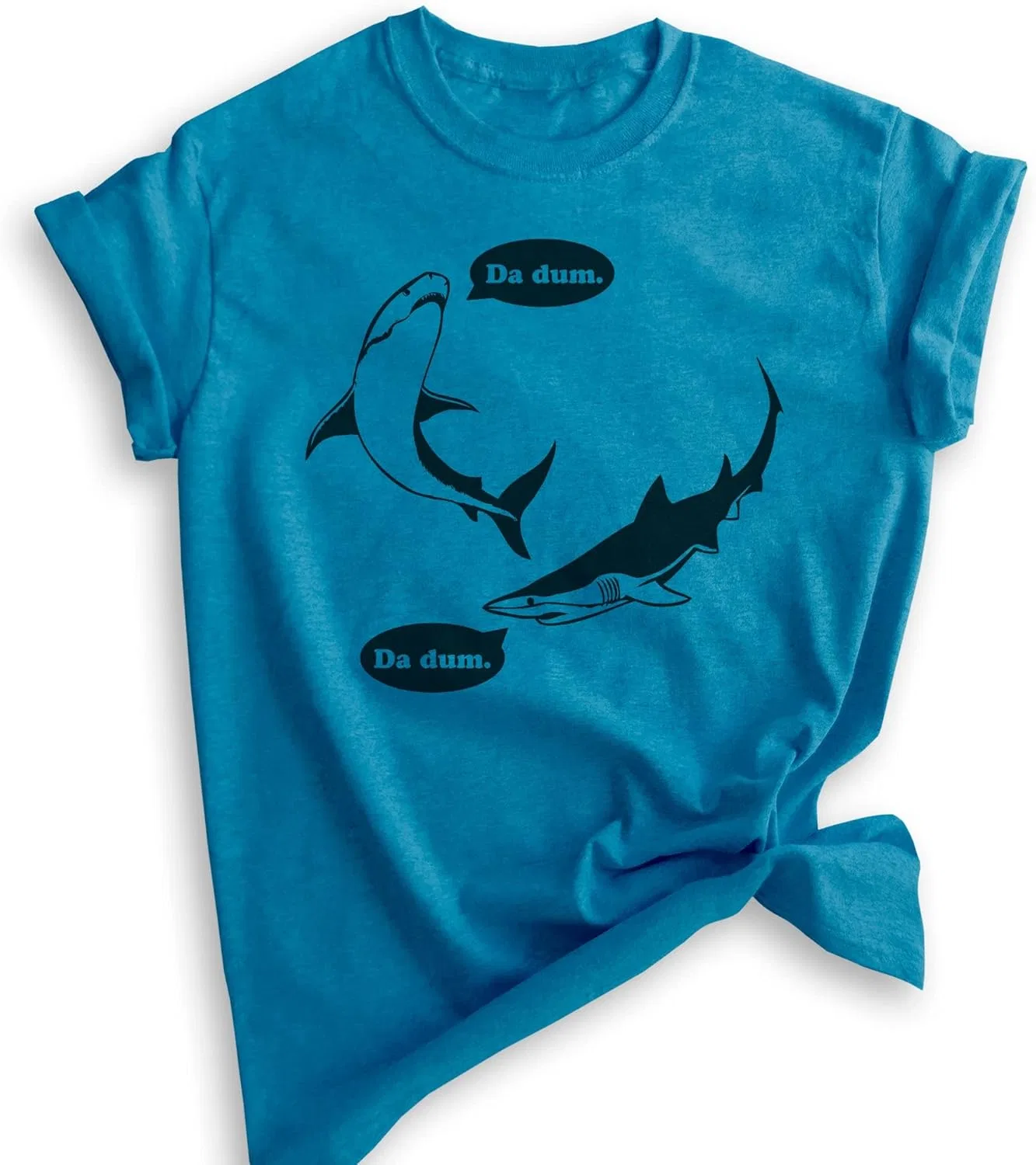 Футболка Da Dum Shark, унисекс, женская и мужская, футболка для отдыха, футболки с акулами, летняя футболка
