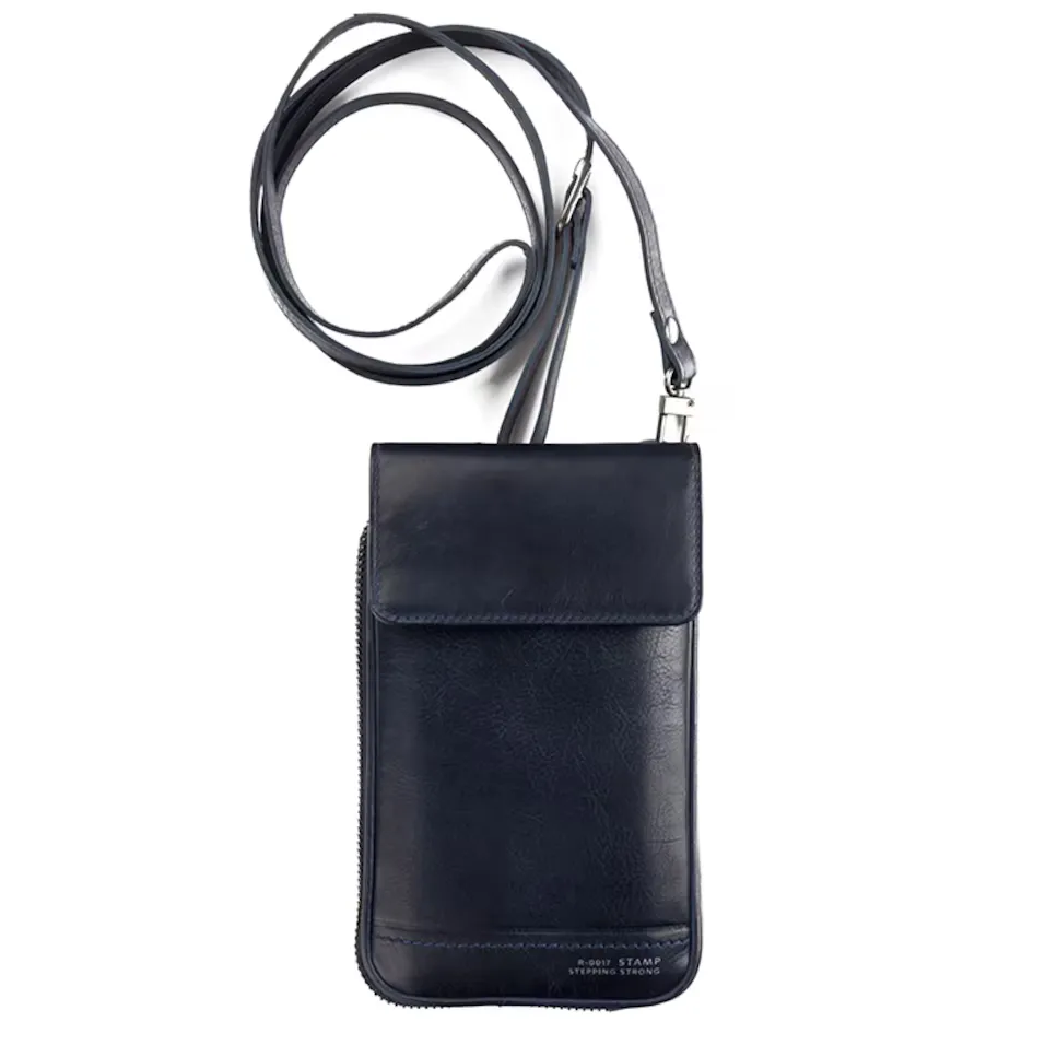 

Синяя кожаная сумка для мобильного телефона унисекс Stamp, темно-синий