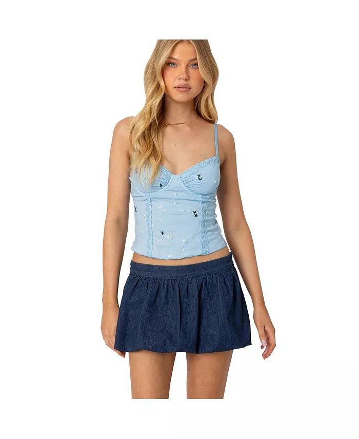 

Женский бюстгальтер-топ Victoria Embroidered Mesh Edikted, синий