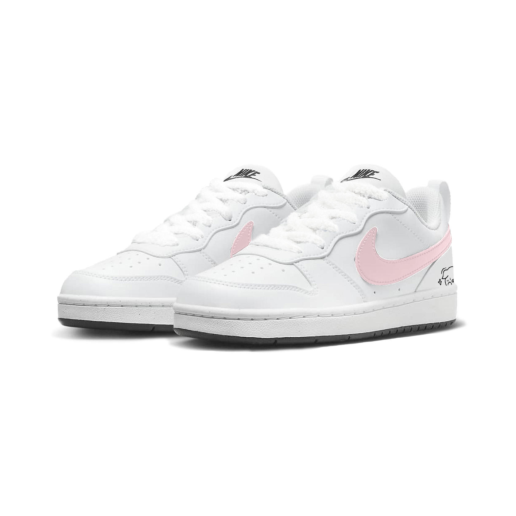 Nike Кроссовки для скейтбординга Court Borough Pink Piggy, износостойкие, низкие, детские, Pink Black — фото 4