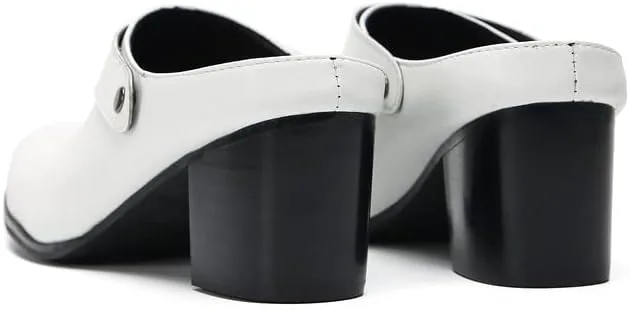 

Мужские мюли Santimon, слипоны, повседневные туфли, кожаные лоферы с каблуком, модные ручные сандалии, деловые и вечерние тапочки, сабо для мужчин, белый