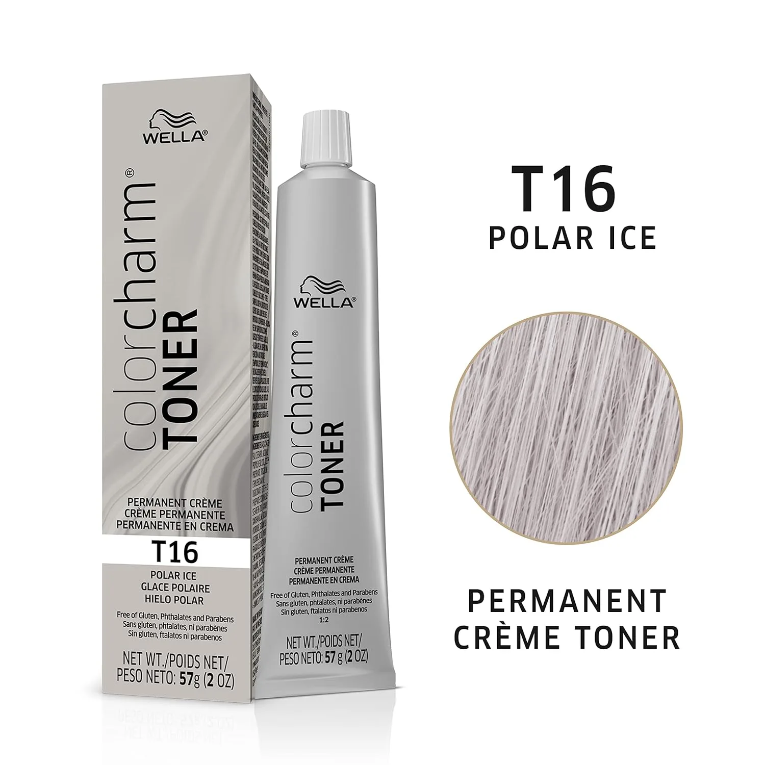 WELLA colorcharm Hair Dye & Coloring Kit, T16 Crème Toner + 10 Vol Cream Developer с кистью и миской для смешивания и нанесения, 4 предмета, gray — фото 2