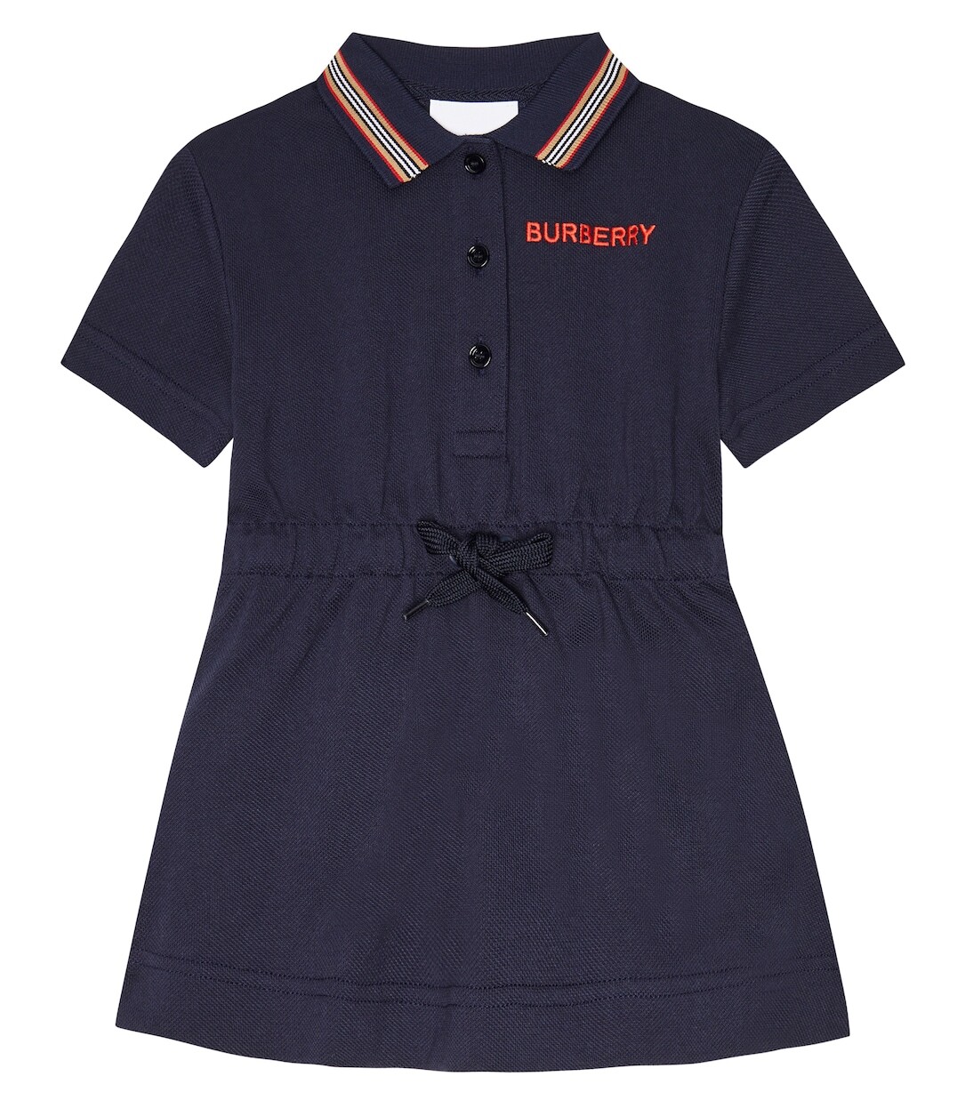 

Хлопковое платье-поло в полоску baby Burberry Kids, синий