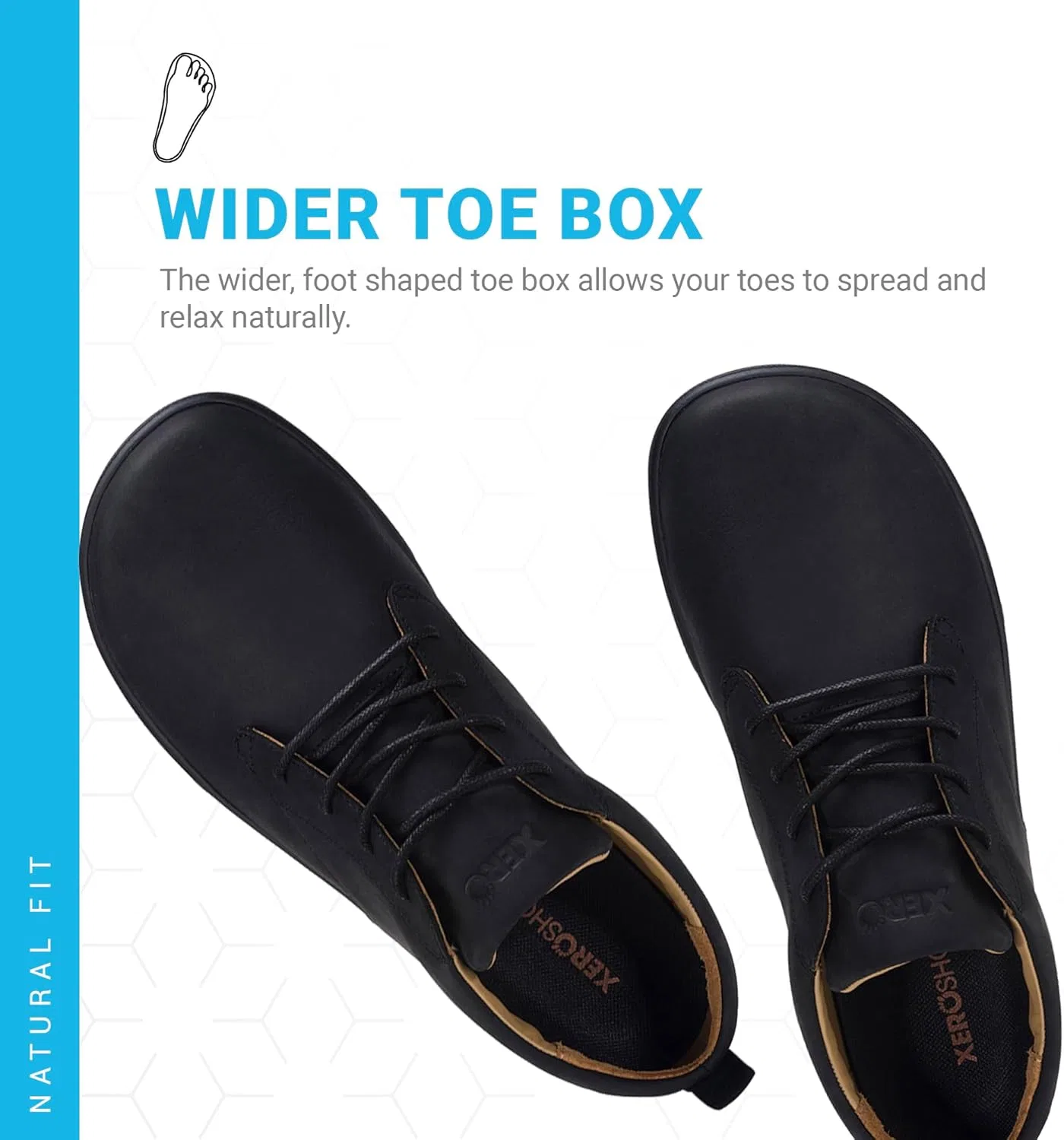 Мужские кожаные туфли Xero Shoes Glenn Dress Casual | Минималистичные туфли с широким носком для мужчин, Black — фото 4