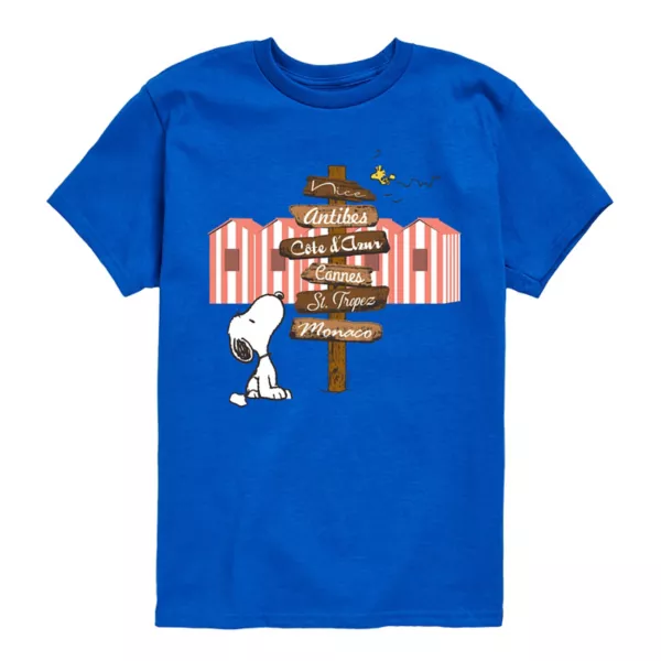 

Футболка с принтом "Арахис" и указателем направления для мальчиков 8-20 Snoopy Licensed Character, синий