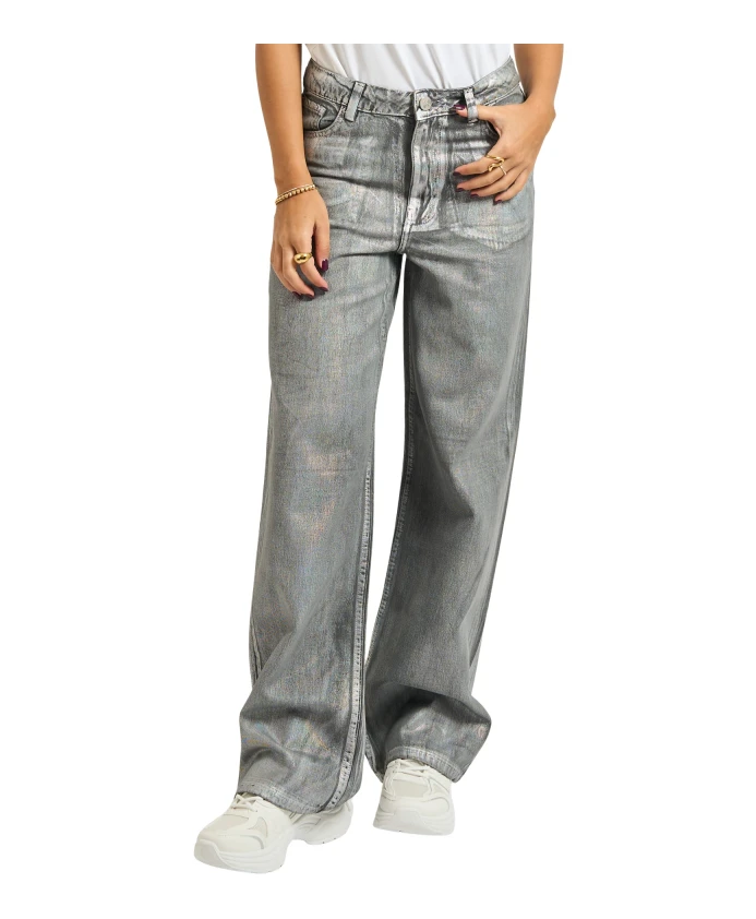 

Широкие джинсы с майларовым узором Fracomina, серый