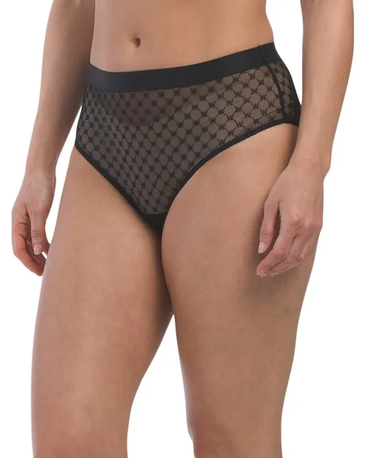 

Современные трусы с прозрачным логотипом Wolford, черный