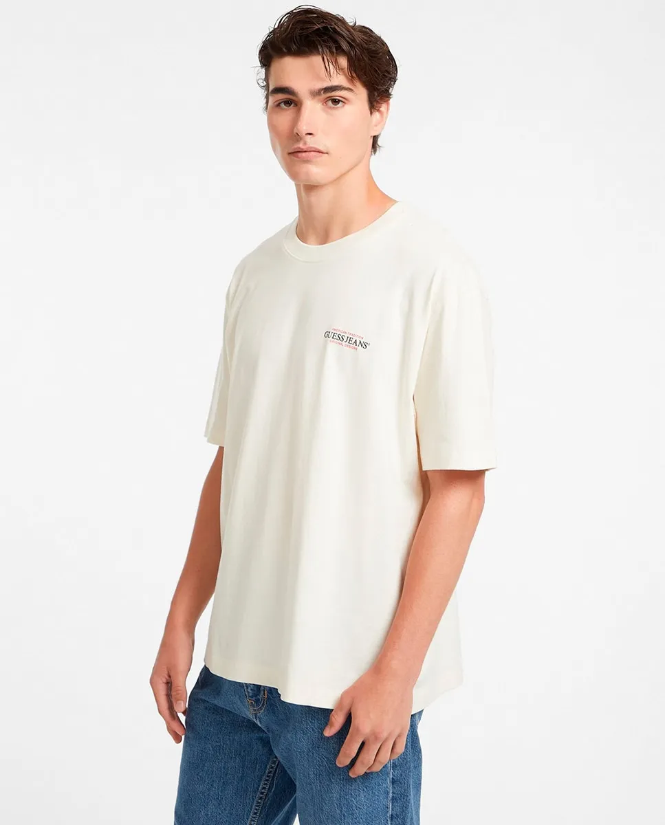 

Мужская футболка с коротким рукавом Guess Jeans, кремовый