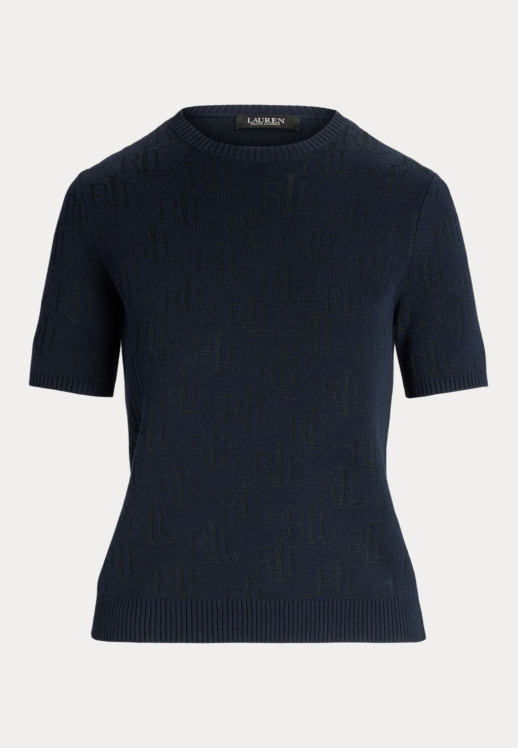 

Футболка с принтом MONOGRAM JACQUARD SHORT SLEEVE JUMPER Lauren Ralph Lauren, синий