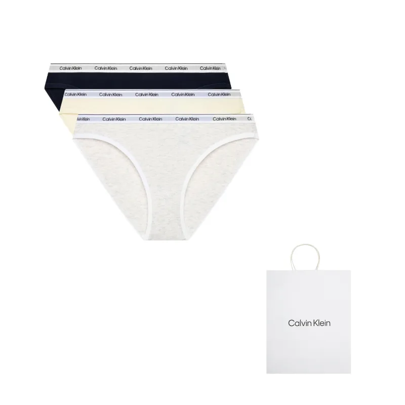 Женские трусики, 3 шт Calvin Klein, TC8-Space Black/Pink White/Light Heather Gray