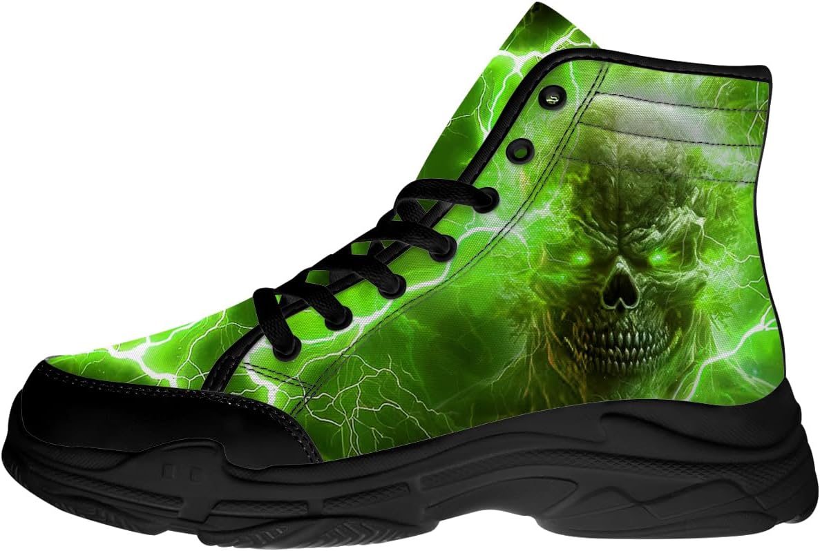 

Высокие кеды для мужчин, кроссовки на шнуровке с черепом на платформе, забавные подарки для него и для нее Generic, зеленый