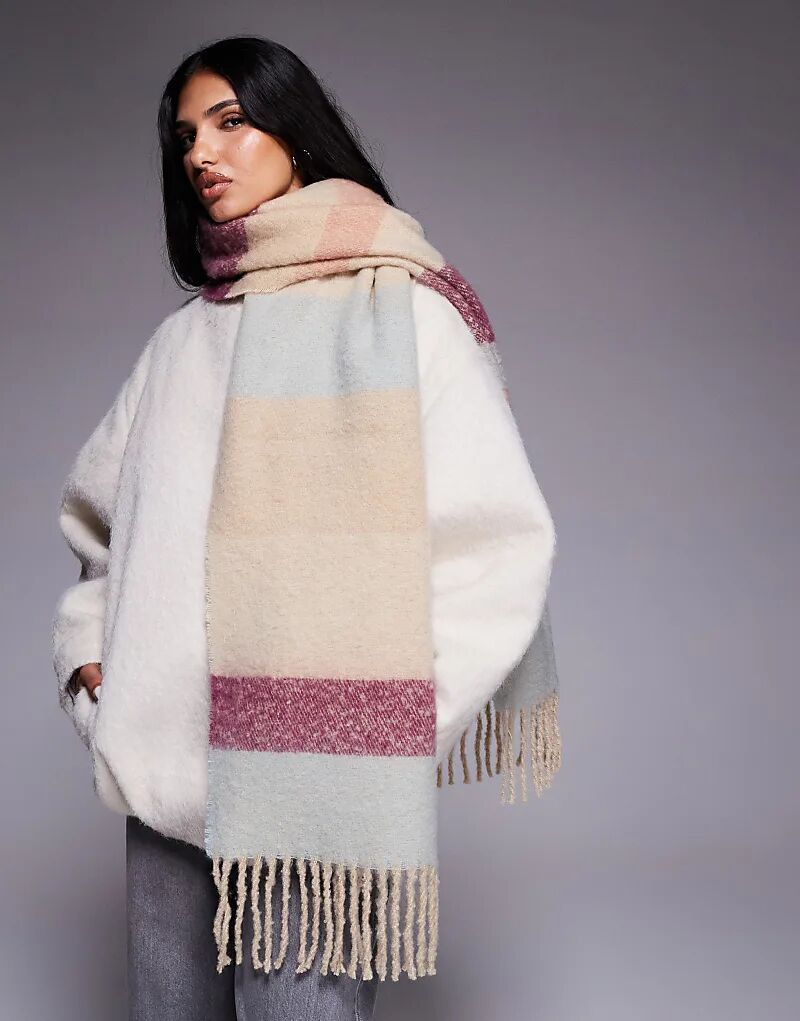 

Большой полосатый шарф Weekend Collective с тканой этикеткой в ​​синюю смешанную полоску