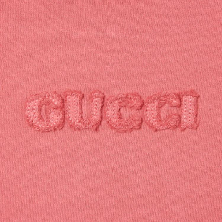 Футболка GUCCI Женская с круглым вырезом, умеренный крой, розовый — фото 4