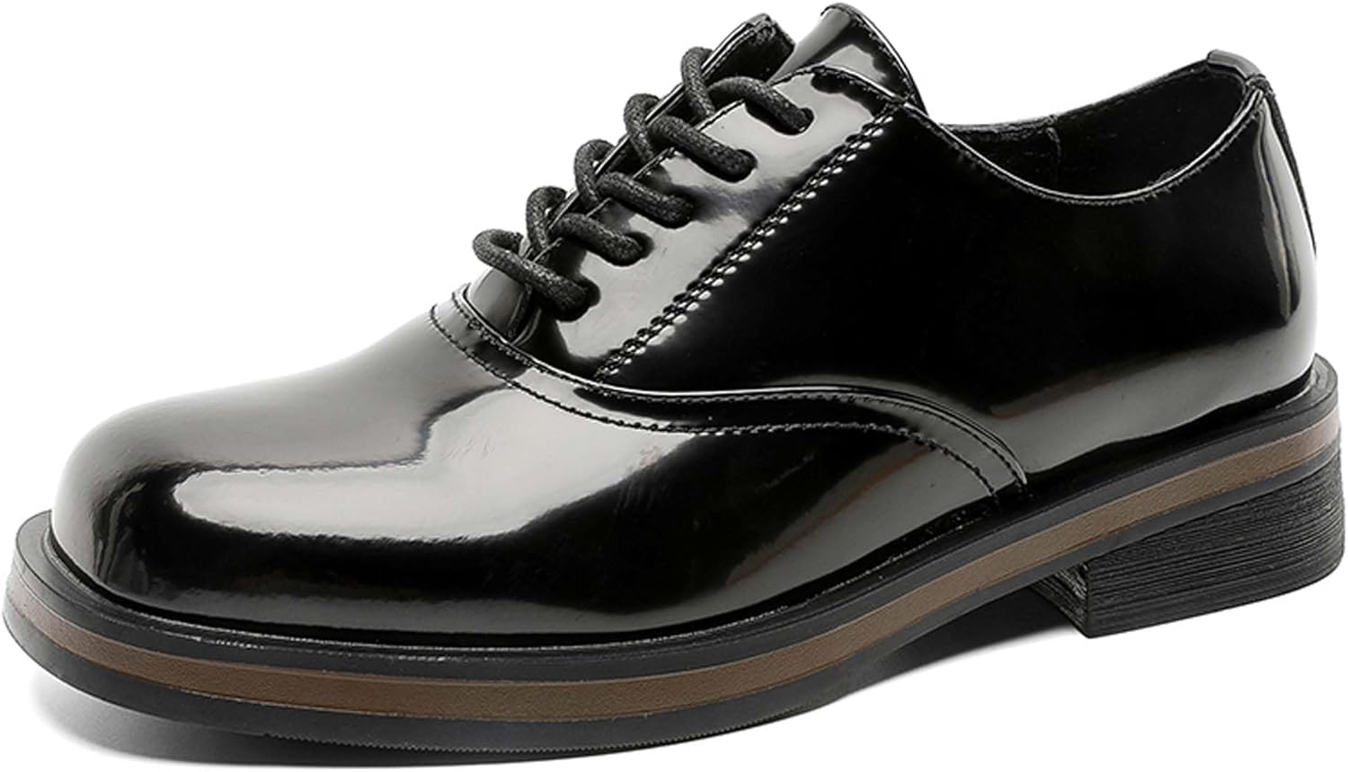 

Мужские дерби с ретро-дизайном с квадратным носком, повседневные кожаные туфли для работы в офисе, противоскользящие и легкие лоферы под костюм Generic, черный