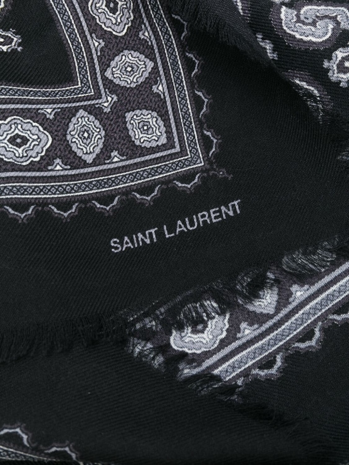 

Шарф с принтом и бахромой Saint Laurent, черный