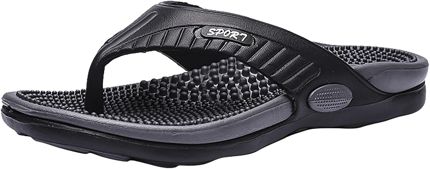

Массажные шлепанцы для мужчин и женщин, с широкой посадкой, массажные тапочки с поддержкой свода стопы, удобные сандалии на плоской подошве Generic, черный