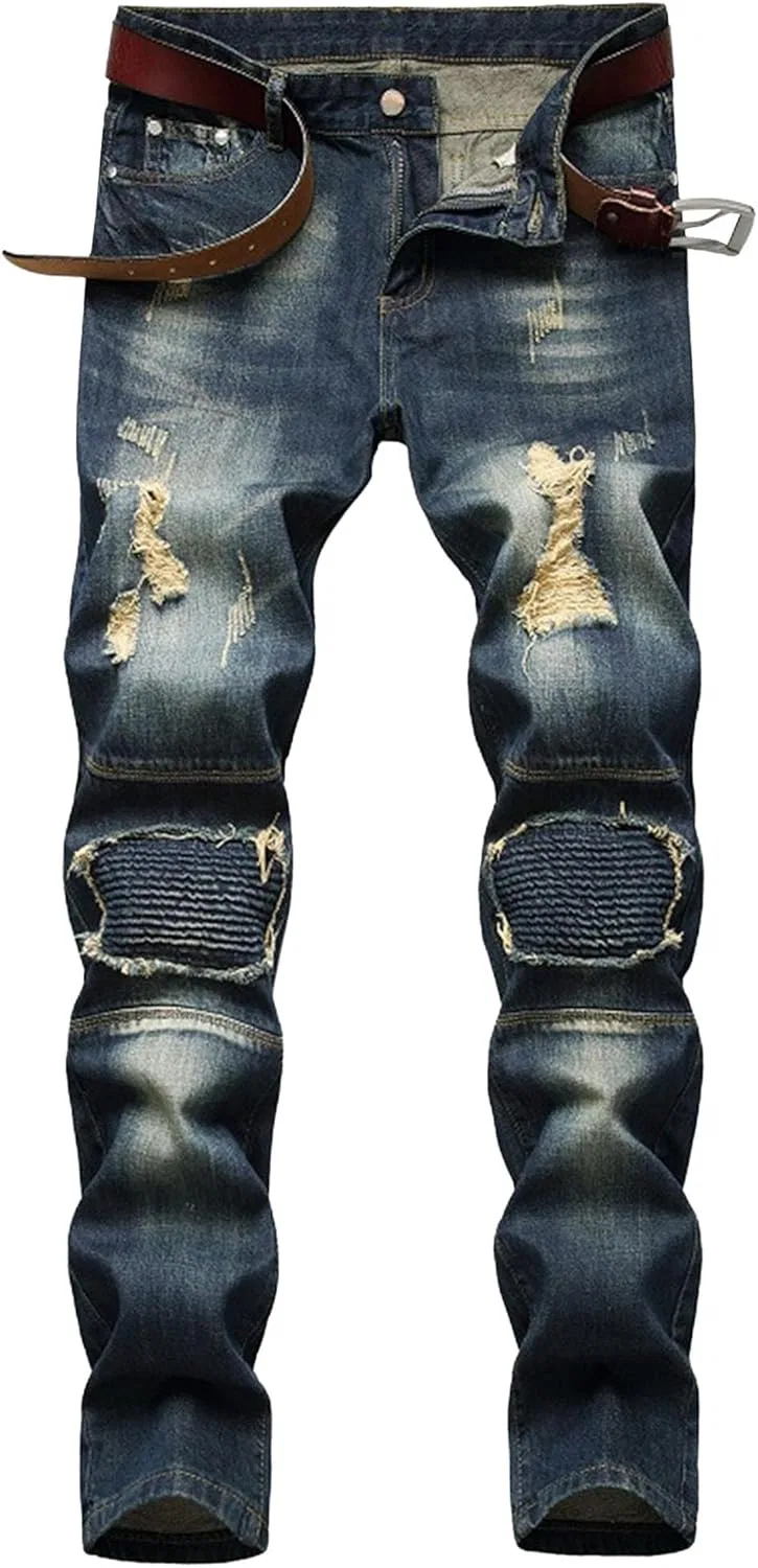 Джинсы плиссированные Streetwear, синий