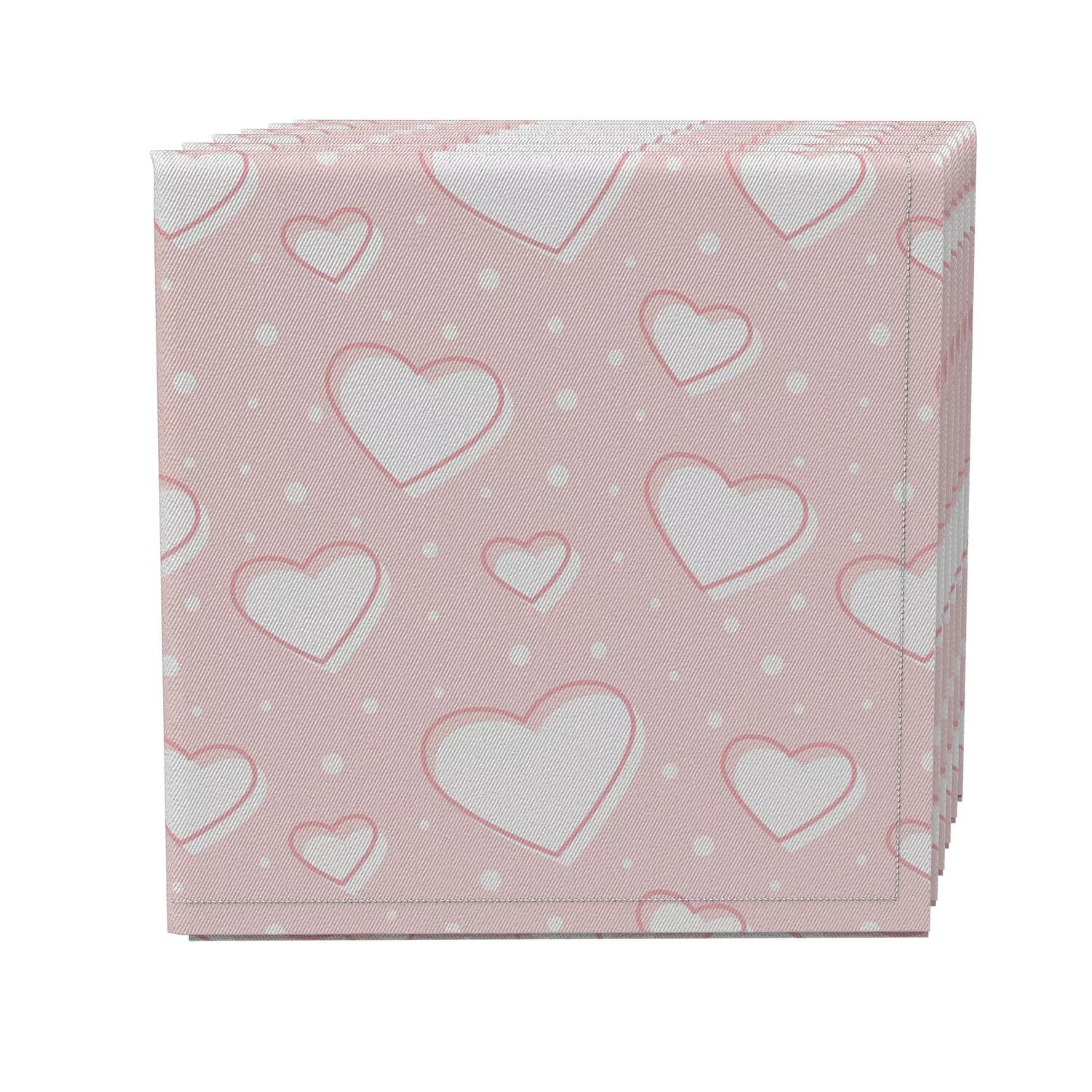 

Набор салфеток из 4 шт., 100 % хлопок, 20x20 дюймов, Lovely Hearts Pink