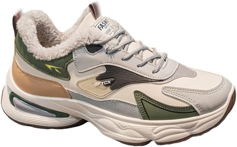 

Мужские модные спортивные кроссовки - на шнуровке, с утолщенной подошвой, для теплой погоды, с искусственным плюшевым утеплителем - удобные и теплые - подходят для осени и зимы Hoalox, зеленый