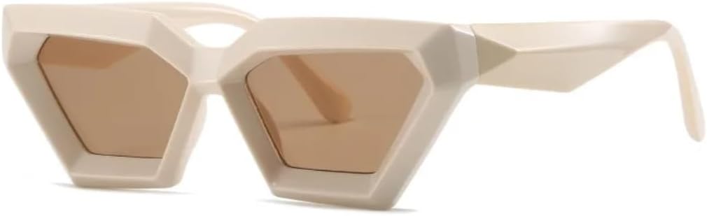 

Солнцезащитные очки для мужчин и женщин - защита UV400 - оправа "кошачий глаз" в маленькой оправе с цветными линзами для занятий спортом на открытом воздухе и вождения DSVIGF, Beige