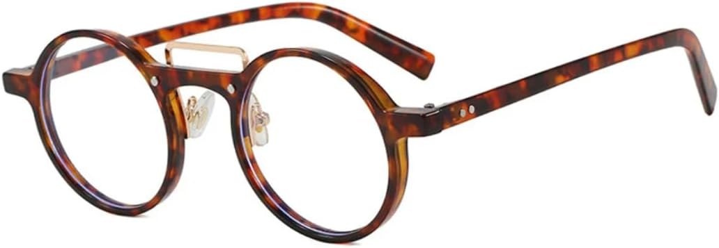 

Маленькие круглые солнцезащитные очки для женщин и мужчин, градиентная защита от УФ-излучения UV400, ретро-стиль, заклепки, панк, прозрачная оправа TVTBBVV, Leopard Clear