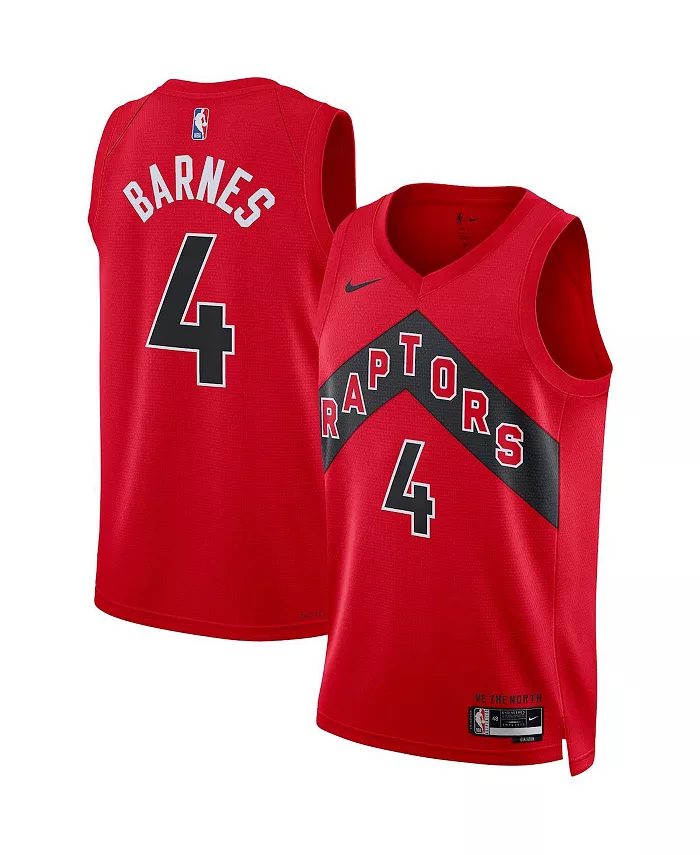 Мужская и женская футболка Scottie Barnes Red Toronto Raptors Swingman - Icon Edition Nike — фото 4