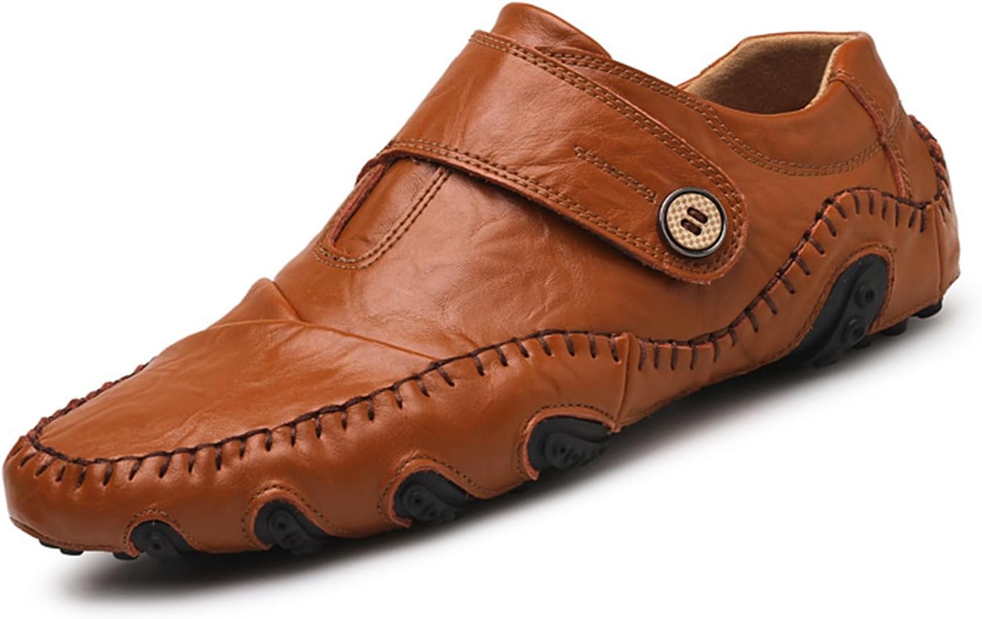 

Мужские кожаные мокасины-слипоны для вождения с пряжкой «монах», удобные повседневные туфли, гибкая нескользящая подошва, легкие, дышащие обувь для ежедневной ходьбы Bedgmdeg, коричневый