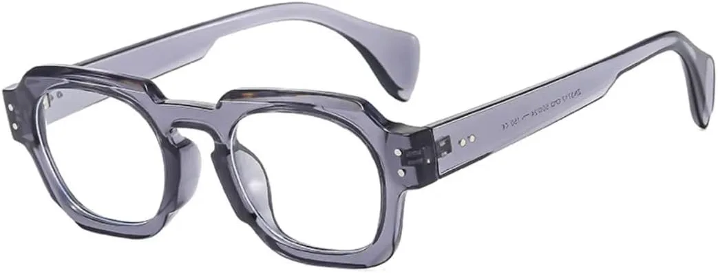 

Квадратные солнцезащитные очки для женщин, модные, с прозрачными линзами Ocean, UV400, винтажные, мужские, с заклепками, в стиле панк UATXTAU, Grey Clear