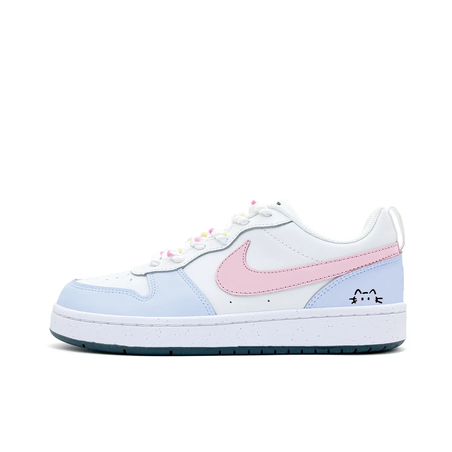 

Nike Детские кроссовки для скейтбординга Court Borough Pink Mist Dusty Blue с противоскользящим покрытием, износостойкие, низкие, для подростков