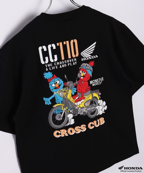 

Футболка с коротким рукавом, принт Honda x MONSTER WORLD, мотоцикл One Point WESTSEA, черный