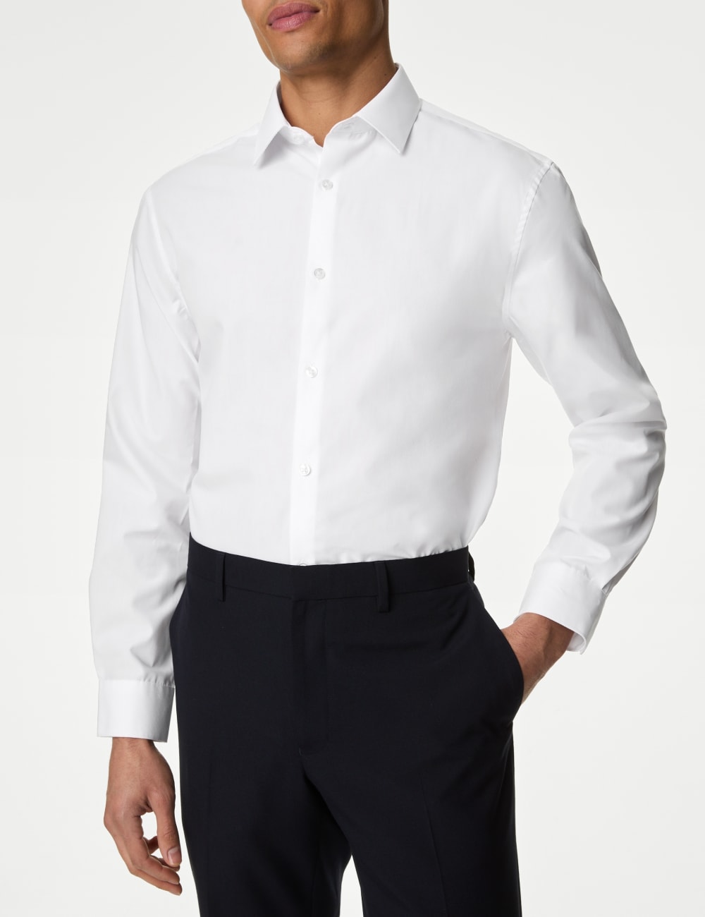 

Рубашка из смеси хлопка, легко поддающаяся глажке Marks & Spencer, белый