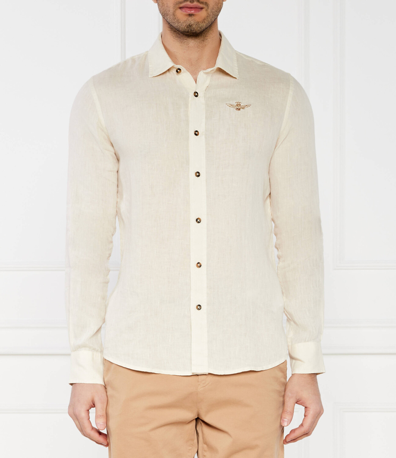 

Льняная рубашка Aeronautica Militare Regular Fit, экрю
