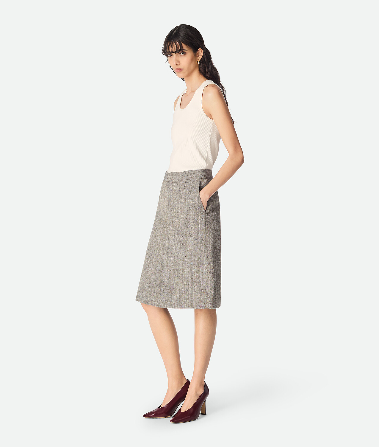 Viscose and silk skirt BOTTEGA VENETA, синий/белый/коричневый — фото 2