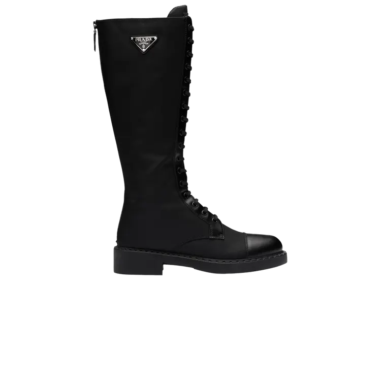 

Ботинки Prada Wmns Brushed Leather and Re-Nylon Boot Black, черный