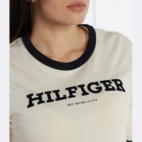 Футболка стандартного кроя из флока с монотипией Tommy Hilfiger, бежевый — фото 3