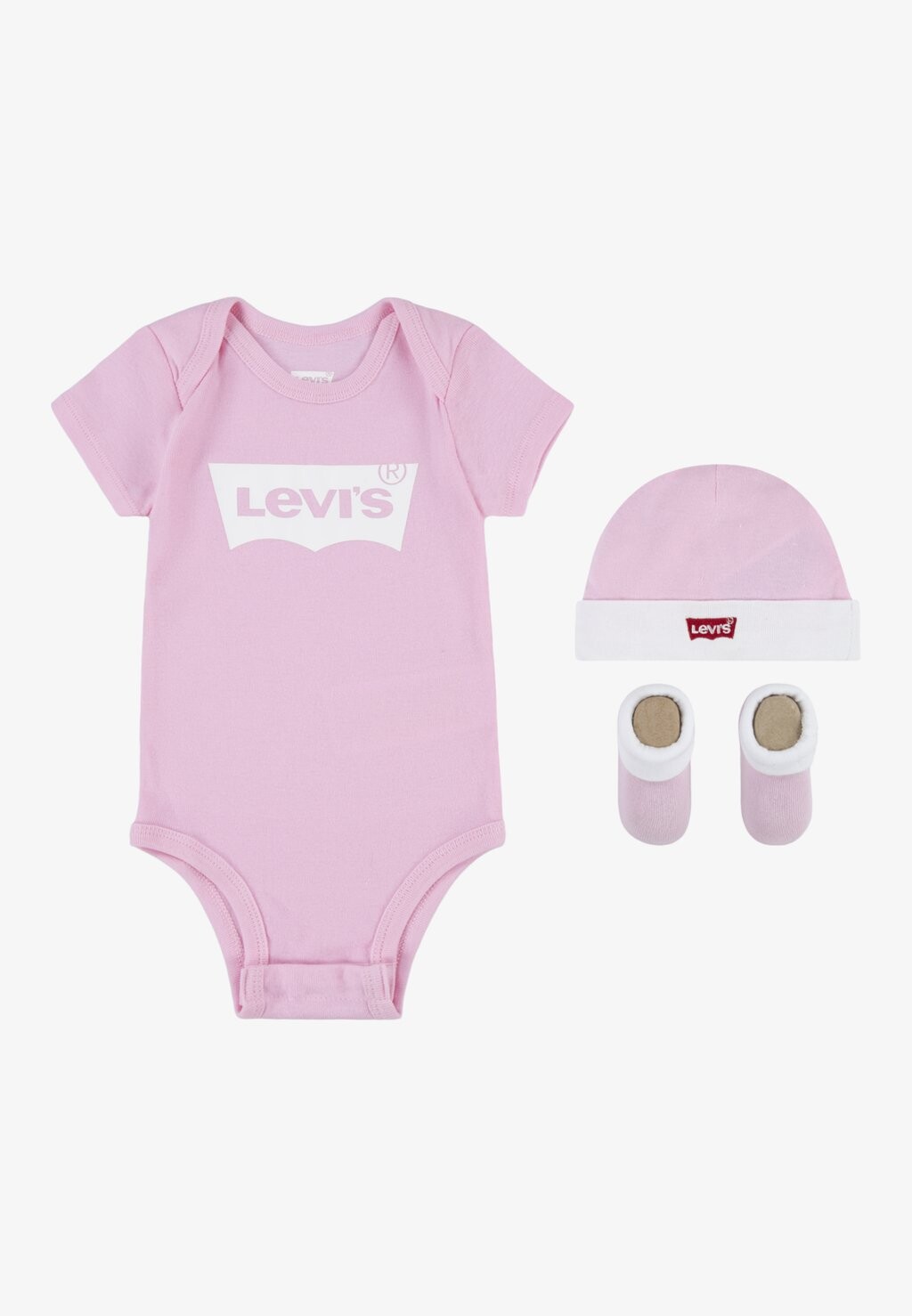 

Подарок на рождение BATWING ONESIE HAT BOOTIE UNISEX SET Levi's, цвет fairy tale