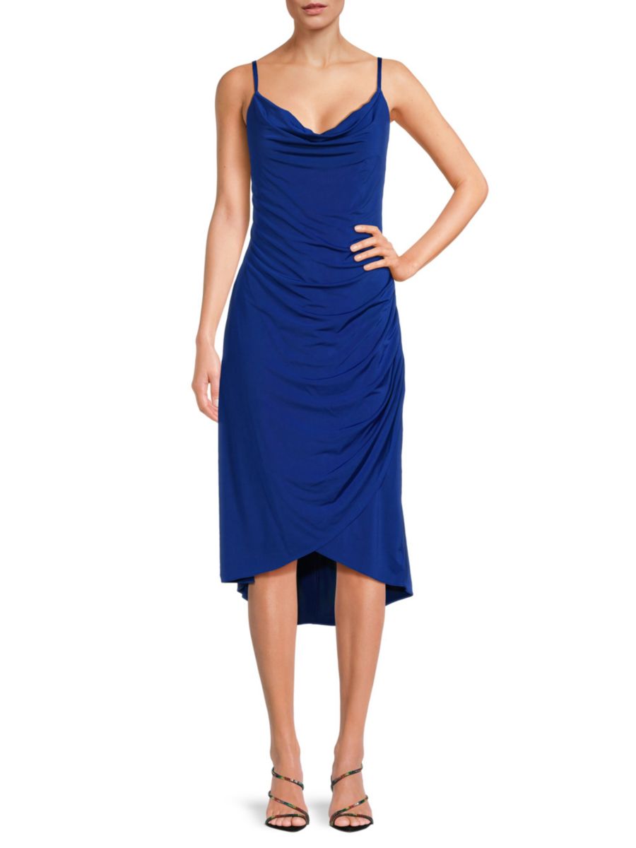 

Платье миди с вырезом-хомутиком и имитацией запаха Guess, цвет Cobalt
