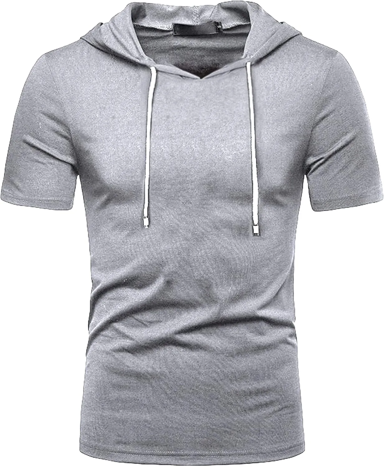 

JEsilunmaMY мужская футболка с капюшоном на шнурке, короткий рукав, свободный крой, хлопок