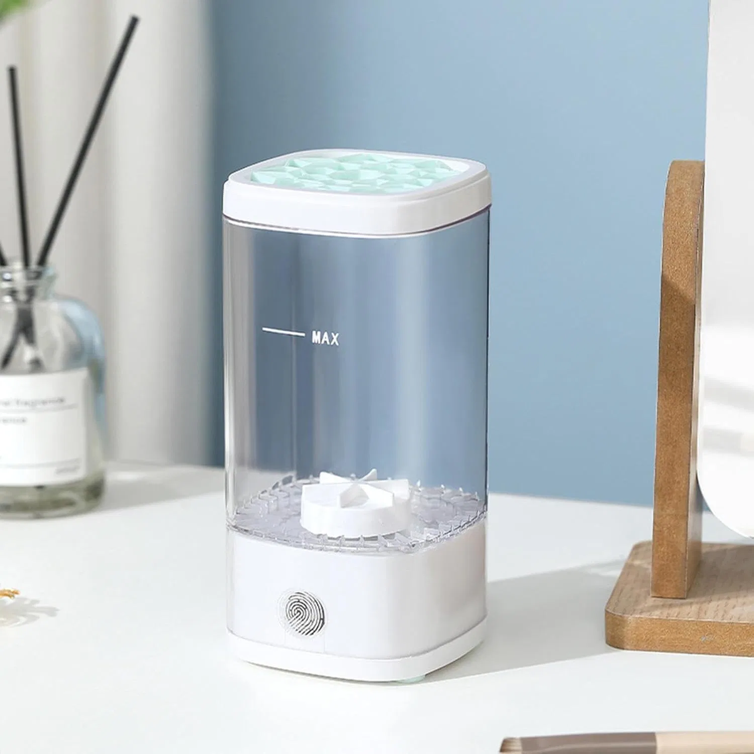 Автоматический очиститель кистей для макияжа, портативный, USB, белый — фото 2