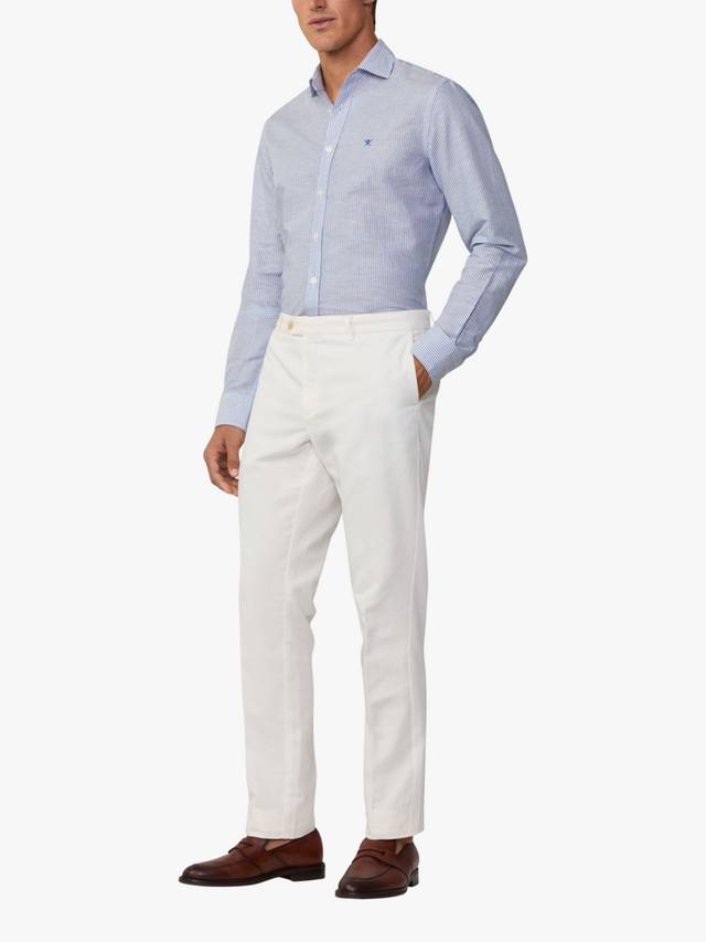 

Брюки-чиносы из льняной ткани kensington slim fit Hackett London, цвет Optic White